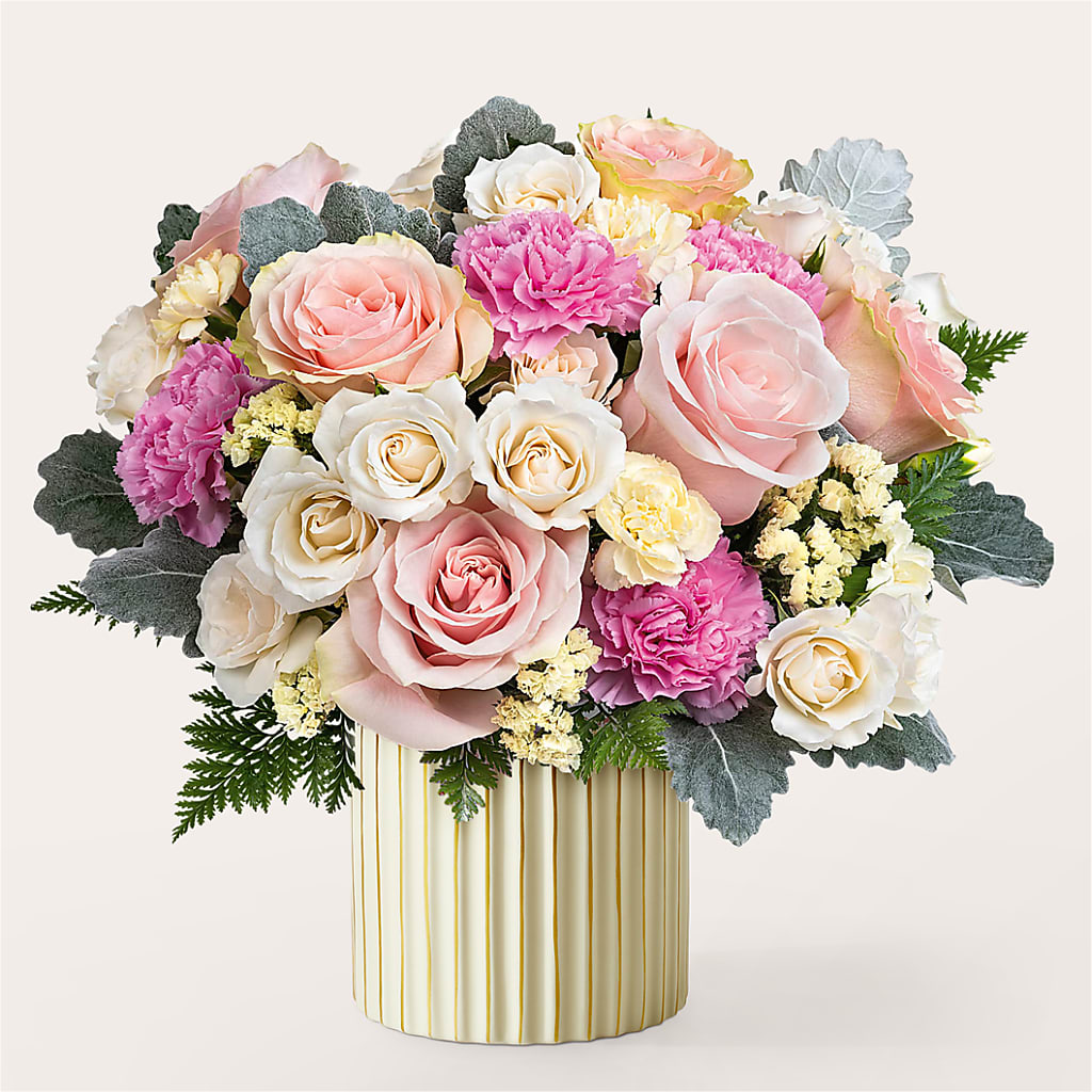 Blissful Moments Bouquet with Ivory Vase – IVAN'S FLOWER, Folsom CA