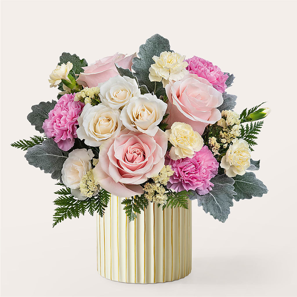 Blissful Moments Bouquet with Ivory Vase – IVAN'S FLOWER, Folsom CA