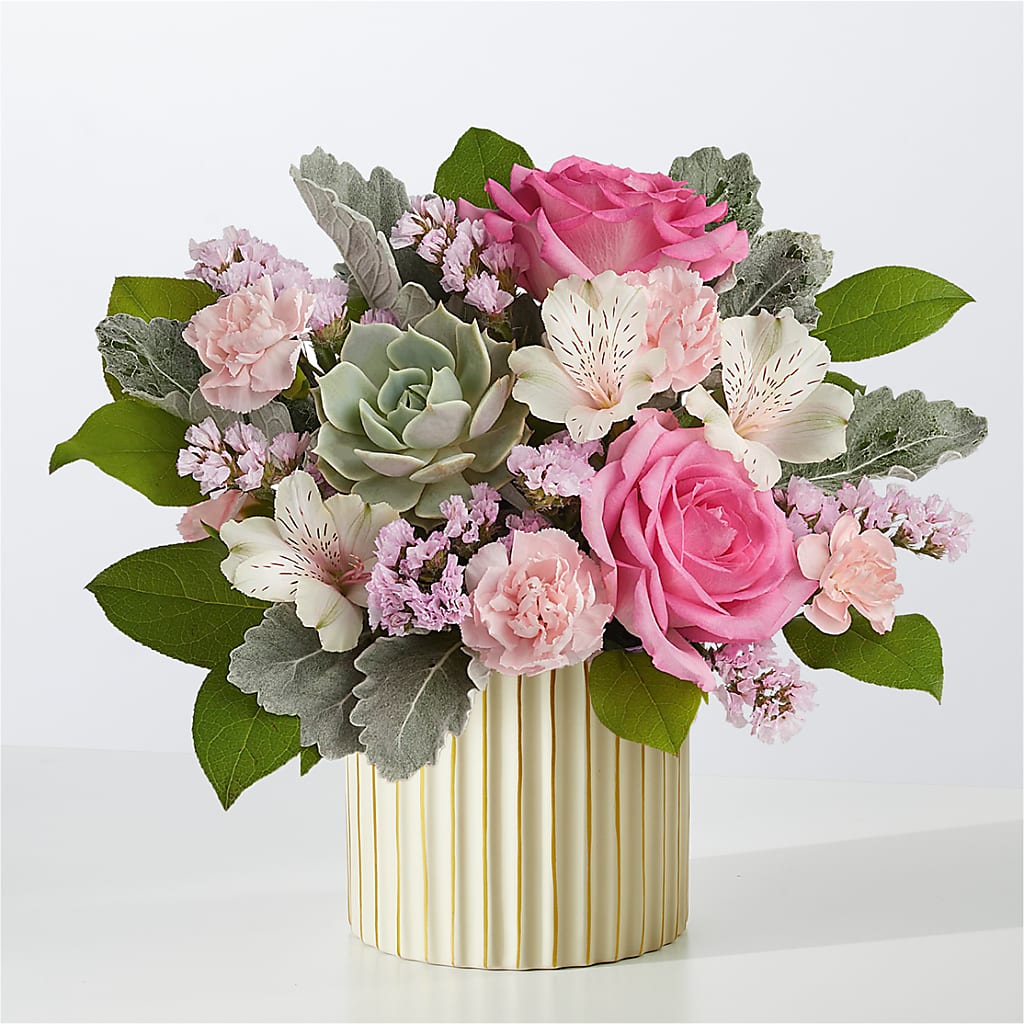 Dusty Rose Bouquet with Ivory Vase – IVAN'S FLOWER, Folsom CA