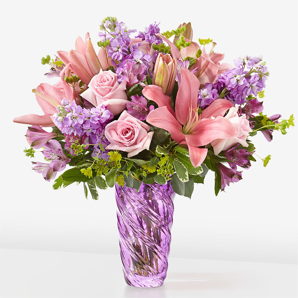 Precious Petals Bouquet with Luxe Swirl Vase – IVAN'S FLOWER, Folsom CA