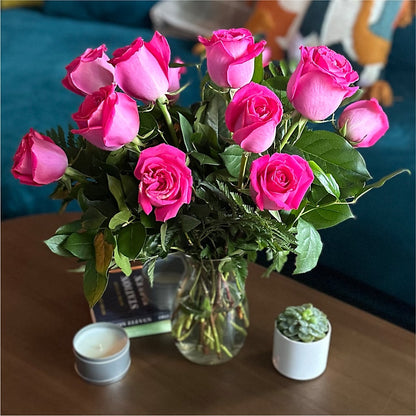Long Stem Pink Rose Bouquet – IVAN'S FLOWER, Folsom CA
