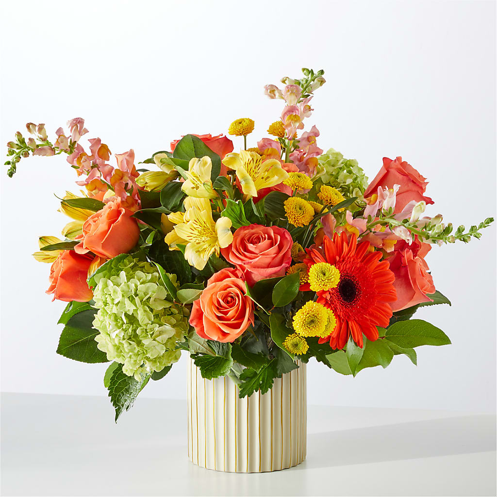 Autumn Sunshine Bouquet with Ivory Vase – IVAN'S FLOWER, Folsom CA