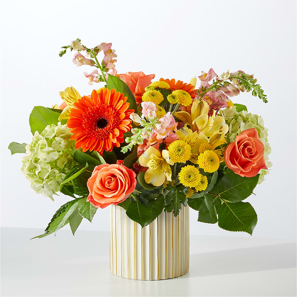 Autumn Sunshine Bouquet with Ivory Vase – IVAN'S FLOWER, Folsom CA